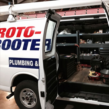 Interior of Roto-Rooter Plumbing & Drain Service maintenance truck